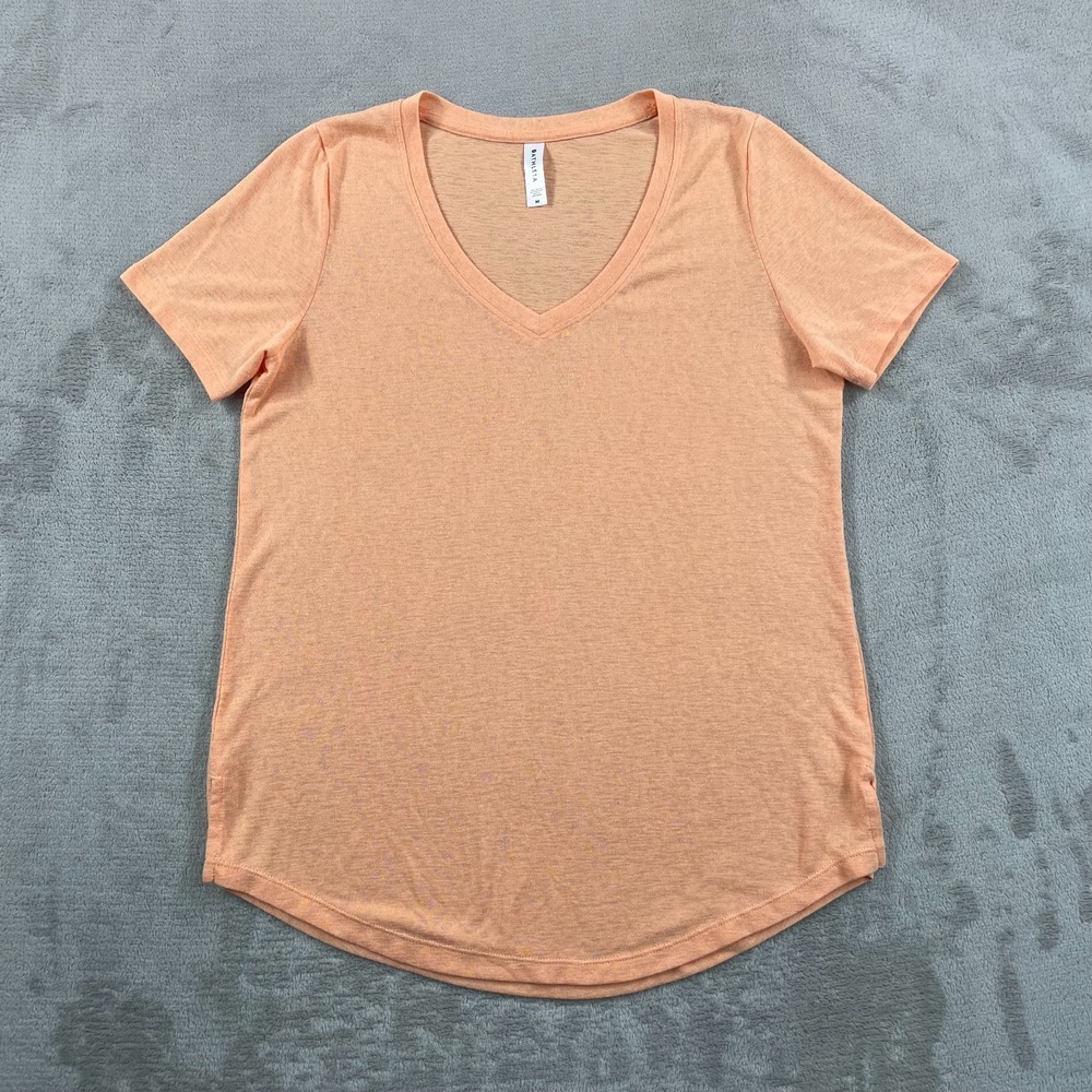Athleta Breezy Scoop V-Neck T-Shirt Medium Orange Lightweight Short Sleeve Yoga